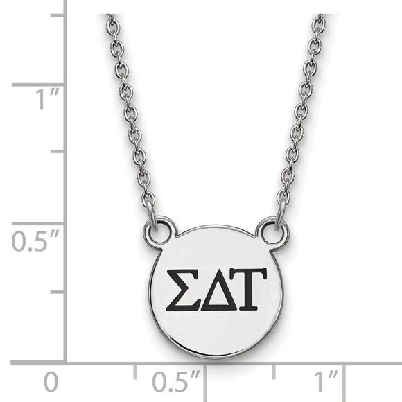 Sterling Silver Sigma Delta Tau Small Enamel Greek Letters Necklace - Picture 2 of 4